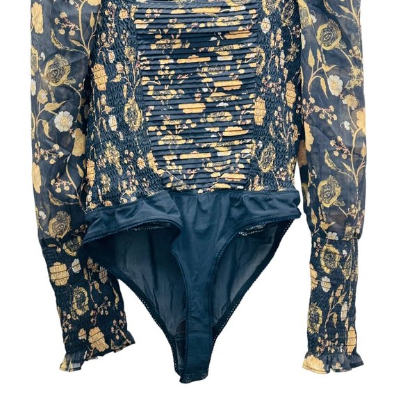 Free People Women's Floral Print Bodysuit Black - Size Medium - Picture 6 of 10